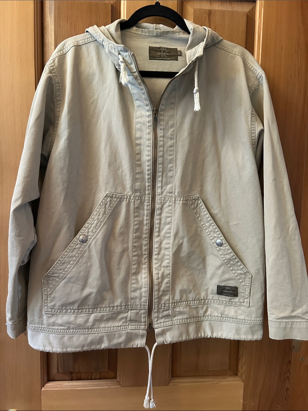 Calvin Klein Jeans Light Beige Hooded Zip-Up Jacket